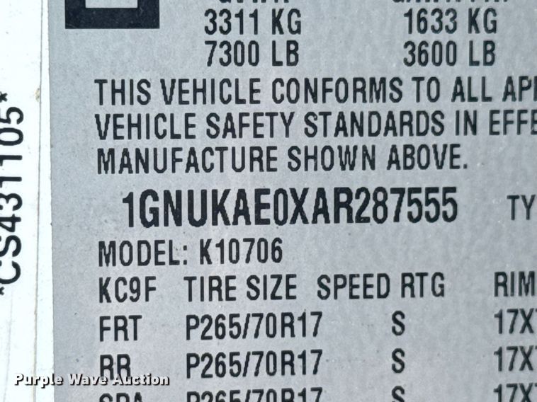 image for item DO0961 2010 Chevrolet Tahoe SUV