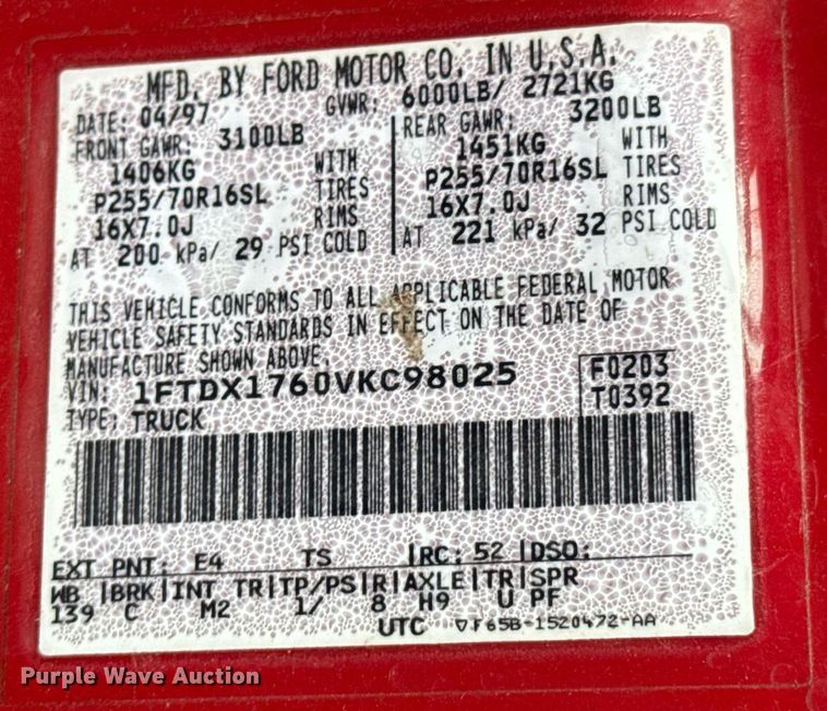 image for item DO0983 1997 Ford F150 SuperCab pickup truck