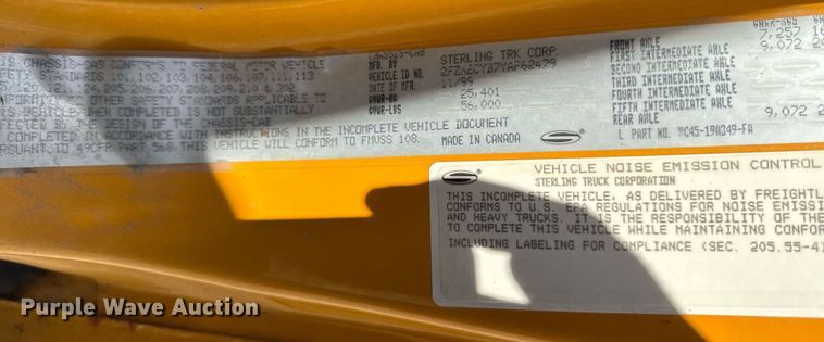 image for item DT0730 2000 Sterling LT9500 dump truck