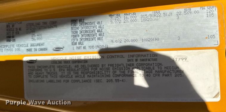 image for item DT0730 2000 Sterling LT9500 dump truck