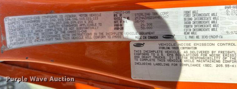 image for item DT0732 2001 Sterling LT9500 dump truck