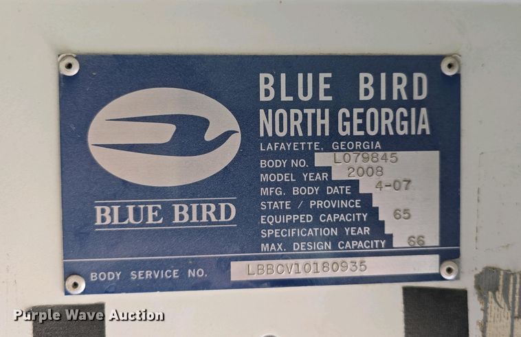 image for item DT6788 2008 Blue Bird Vision school bus