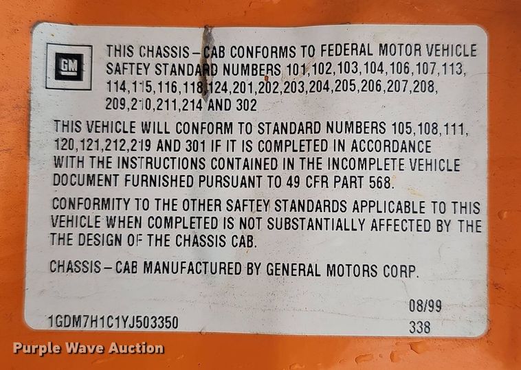 image for item DT6812 2000 GMC C7500 dump truck