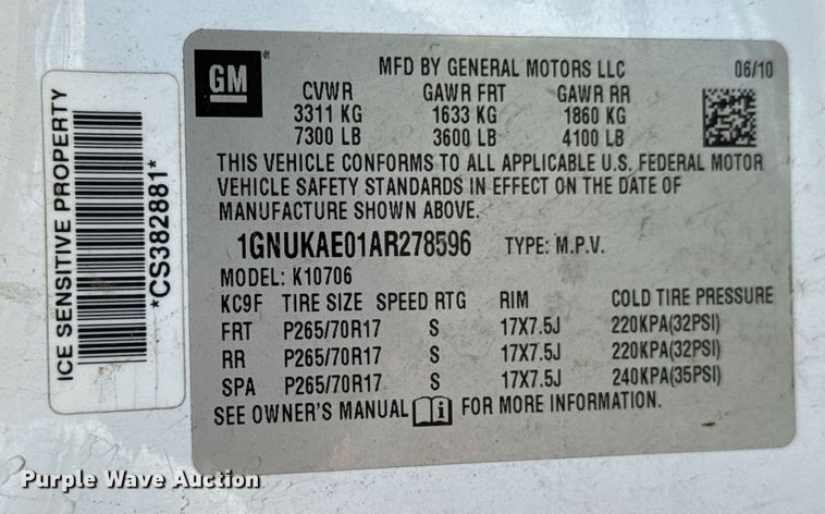 image for item DU9733 2010 Chevrolet Tahoe LS SUV