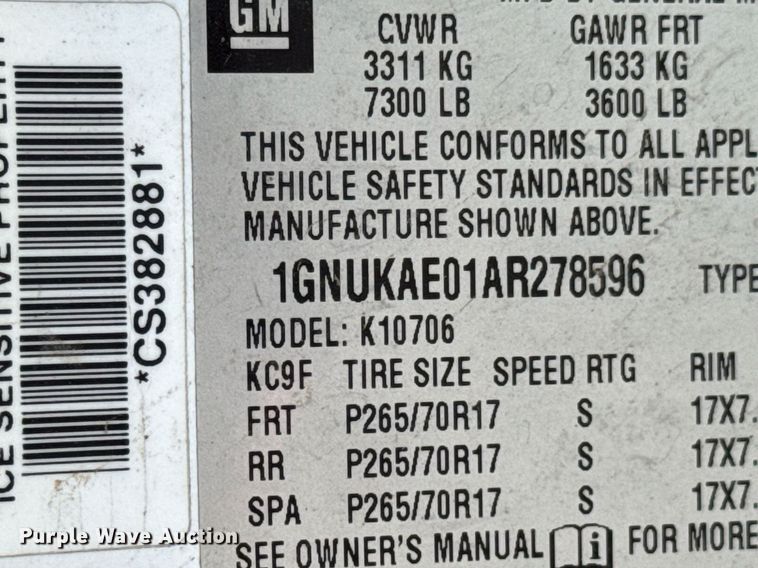 image for item DU9733 2010 Chevrolet Tahoe LS SUV