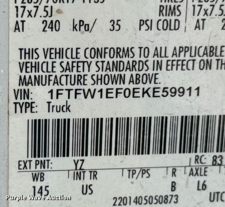 image for item DU9735 2014 Ford F150 SuperCrew pickup truck