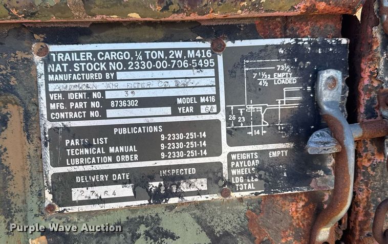 image for item DV2541 1989 Shop built utility trailer