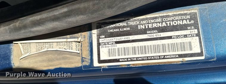 image for item DV2543 2004 International 7600 dump truck