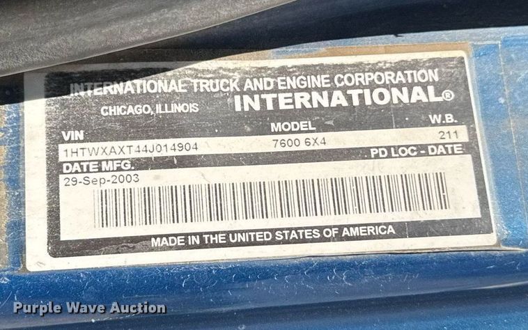 image for item DV2544 2004 International 7600 dump truck
