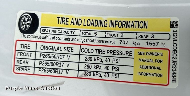 image for item DY2478 2018 Chevrolet Tahoe Police SUV