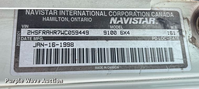 image for item DY2484 1998 International 9100 semi truck