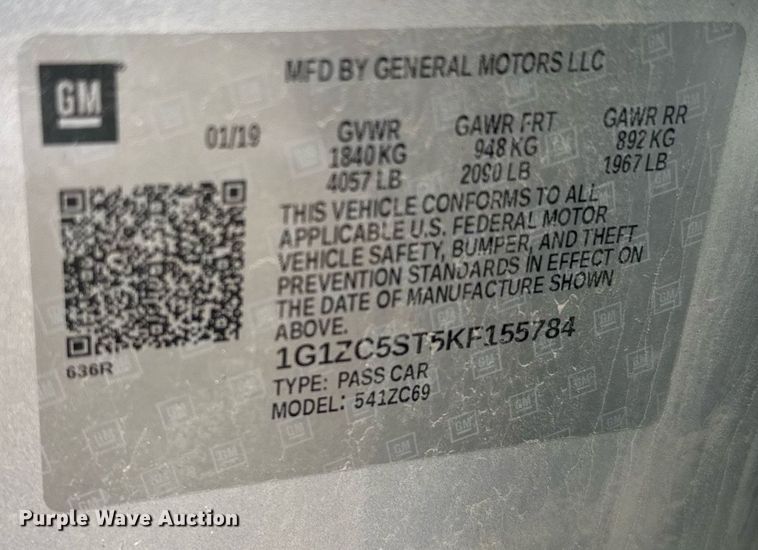 image for item EG6405 2019 Chevrolet Malibu 