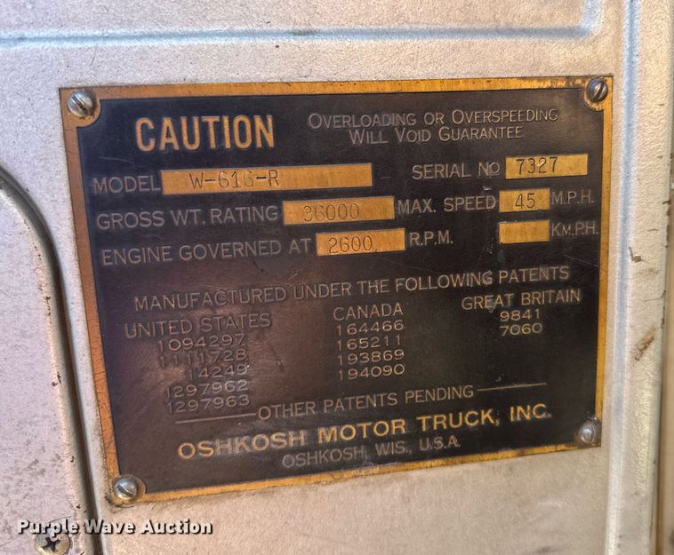 image for item EG6419 1961 Oshkosh W-616-R snow blower truck