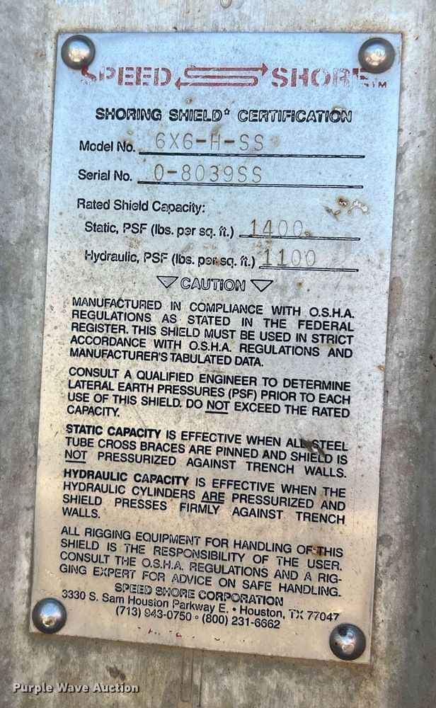 image for item EG8359 (2) Speed Shore 6x6-R-SS trench boxes