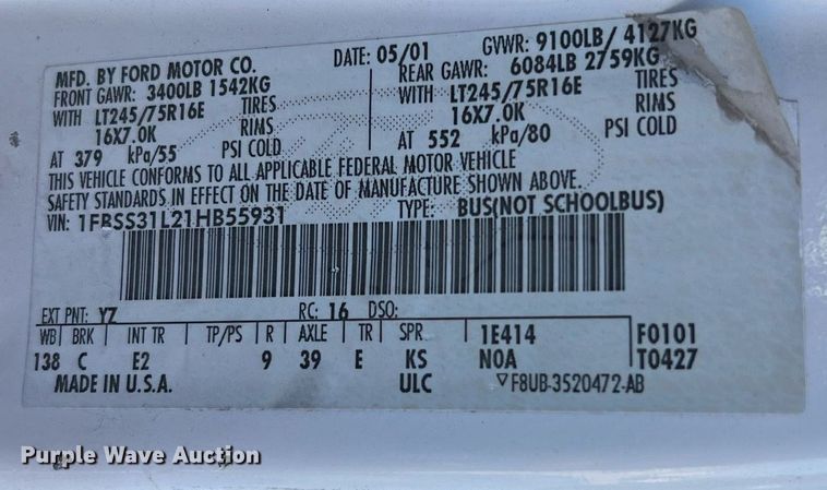 image for item EG8366 2001 Ford E350 van