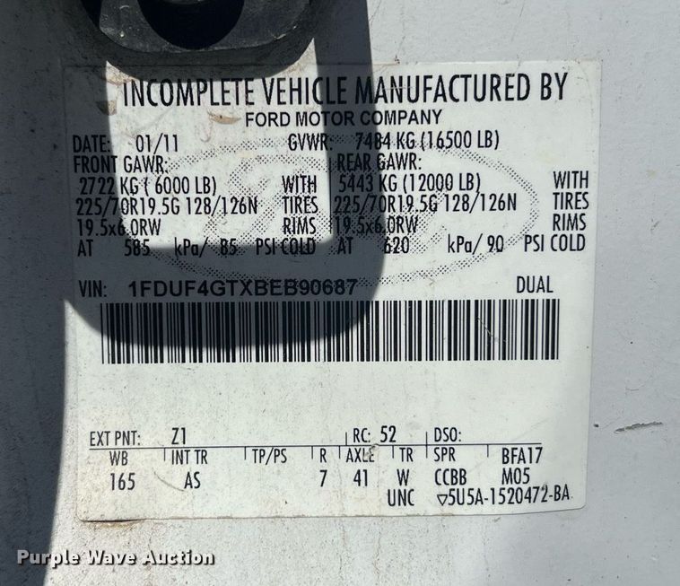 image for item EG8367 2011 Ford F450 Super Duty utility / service truck