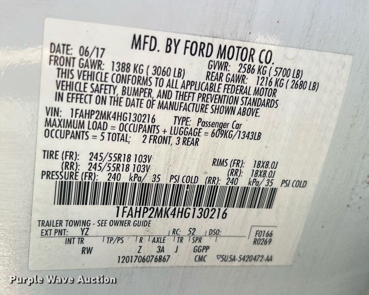 image for item EG8372 2017 Ford Taurus Police Interceptor 