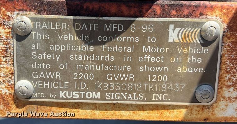image for item EG8374 1996 Kustom Signals radar trailer