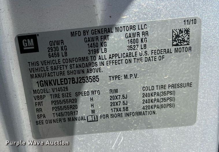 image for item EG8380 2011 Chevrolet Traverse SUV