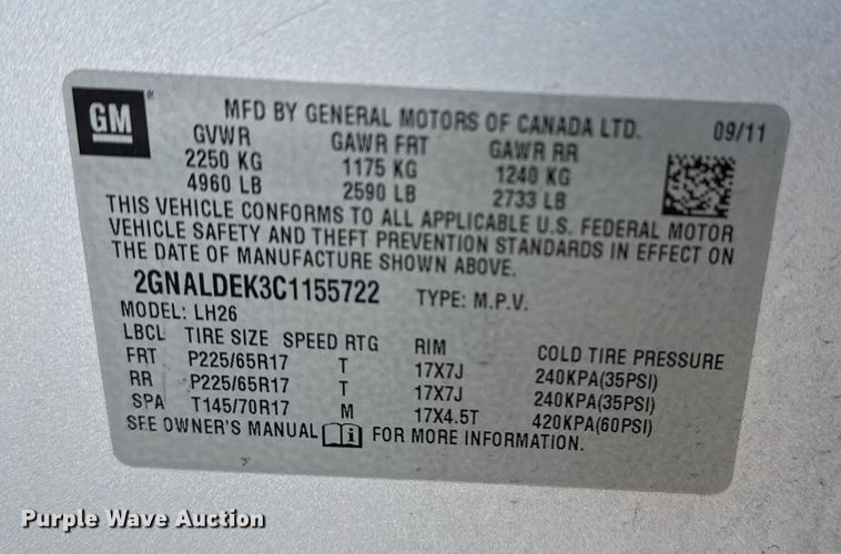 image for item EG8381 2012 Chevrolet Equinox SUV