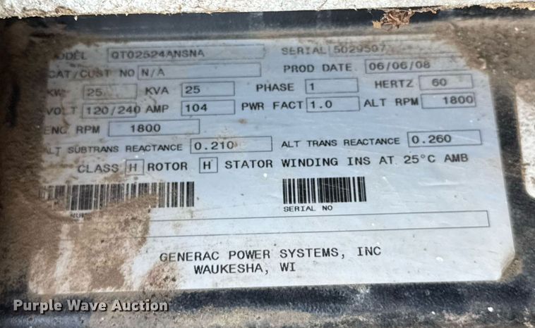 image for item EG8394 2008 Generac generator