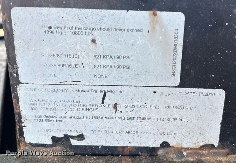 image for item EG8413 2011 Maxey Trailers utility trailer