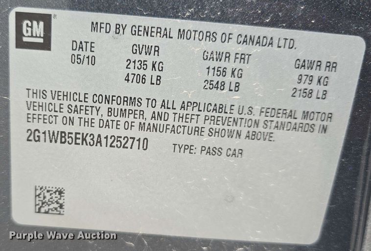image for item EH8905 2010 Chevrolet Impala LT 