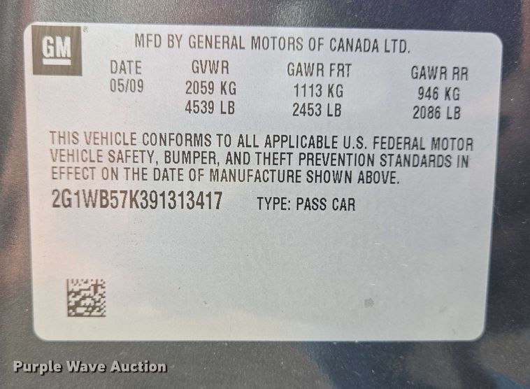 image for item EJ7522 2009 Chevrolet Impala 