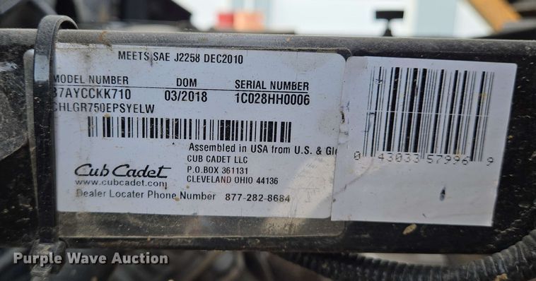 image for item EJ7524 2018 Cub Cadet Challenger 750 EPS utility vehicle