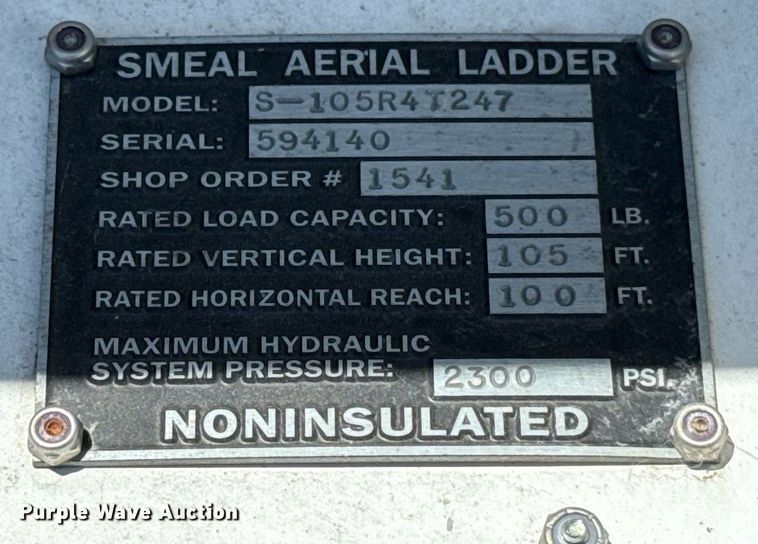 image for item EJ8709 1995 Spartan Gladiator ladder fire truck