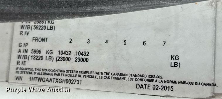 image for item EJ8710 2016 International 7400 refuse truck