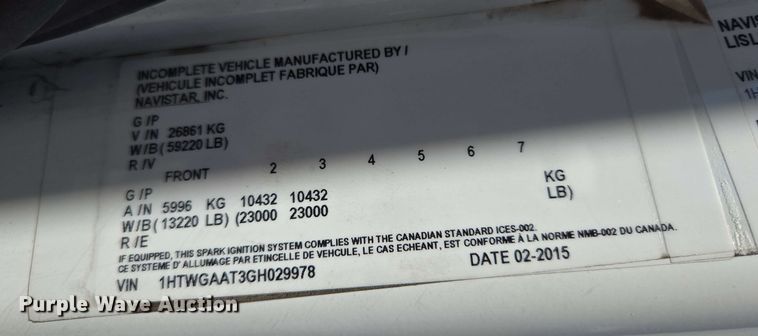 image for item EJ8714 2016 International 7400 refuse truck