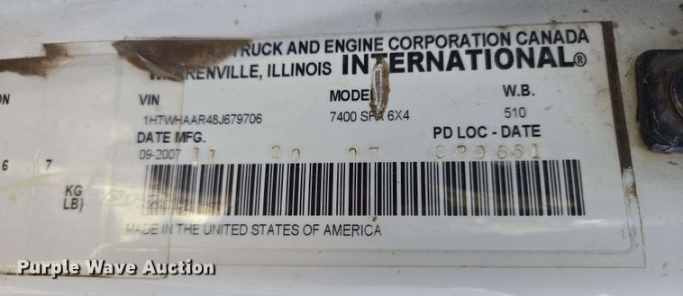 image for item EJ8717 2008 International 7400 dump truck