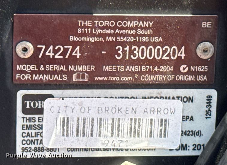 image for item EJ8718 Toro 74274 ZTR lawn mower