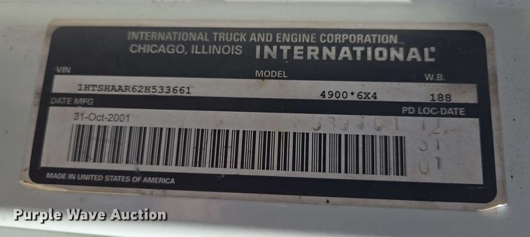 image for item EJ8723 2002 International 4900 grapple crane truck