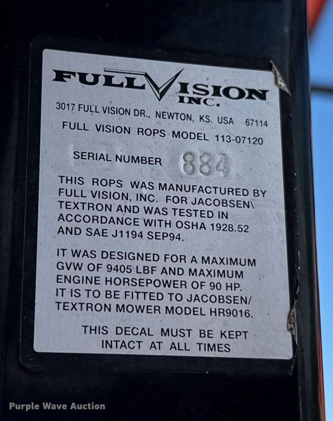 image for item EJ8727 2006 Jacobsen HR9016 lawn mower