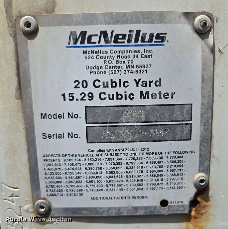 image for item EJ8730 2016 International 7400 refuse truck