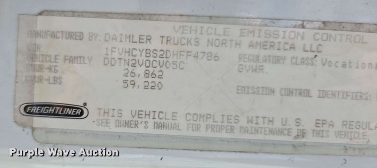 image for item EJ8732 2013 Freightliner Business Class M2 refuse truck