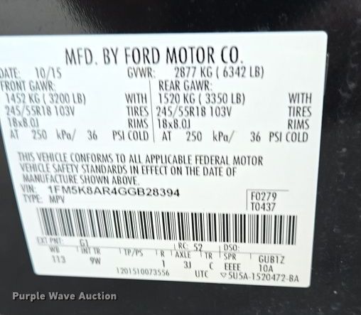 image for item EJ8734 2016 Ford Explorer Police Interceptor SUV