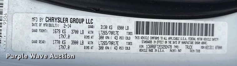 image for item EJ8735 2014 Dodge Ram 1500 Quad Cab pickup truck