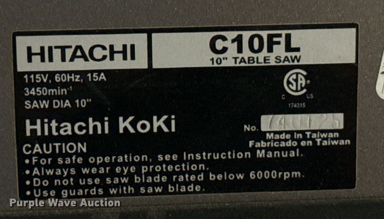 image for item EJ8744 Hitachi C10FL table saw
