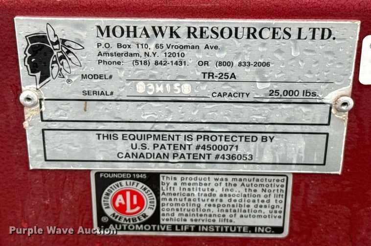 image for item EJ8751 Mohawk Resources TR-25A automotive lift