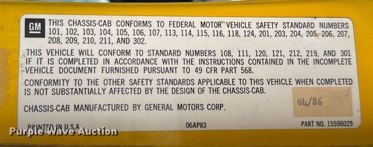 image for item EJ8756 1986 Chevrolet K30 pumper fire truck