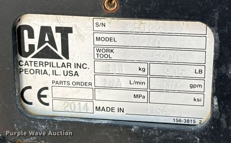 image for item EJ8769 2014 Caterpillar CVP40 excavator plate compactor