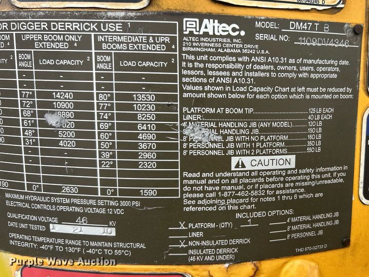 image for item EK8017 2010 International SF625 digger derrick truck