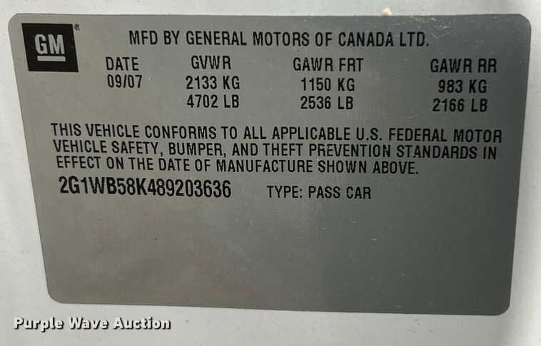 image for item EK8018 2008 Chevrolet Impala LS 