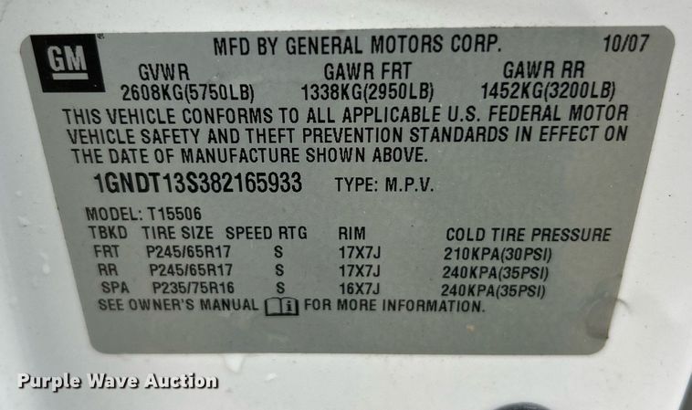 image for item EK8019 2008 Chevrolet Trailblazer LS SUV