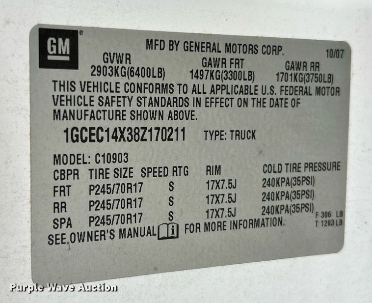 image for item EK8020 2008 Chevrolet Silverado 1500  pickup truck