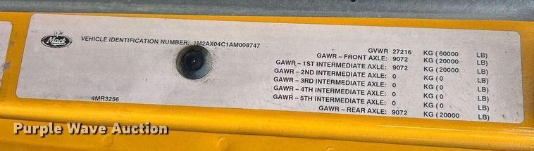 image for item EK8027 2010 Mack Granite dump truck