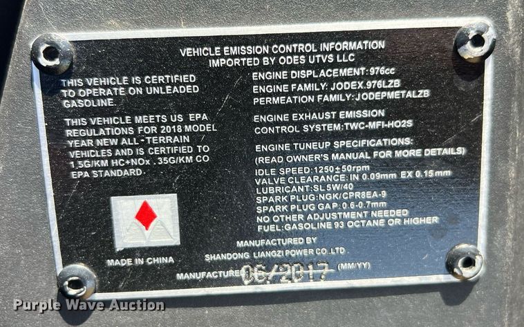 image for item EL1983 2018 ODES Dominator X2 1000 utility vehicle